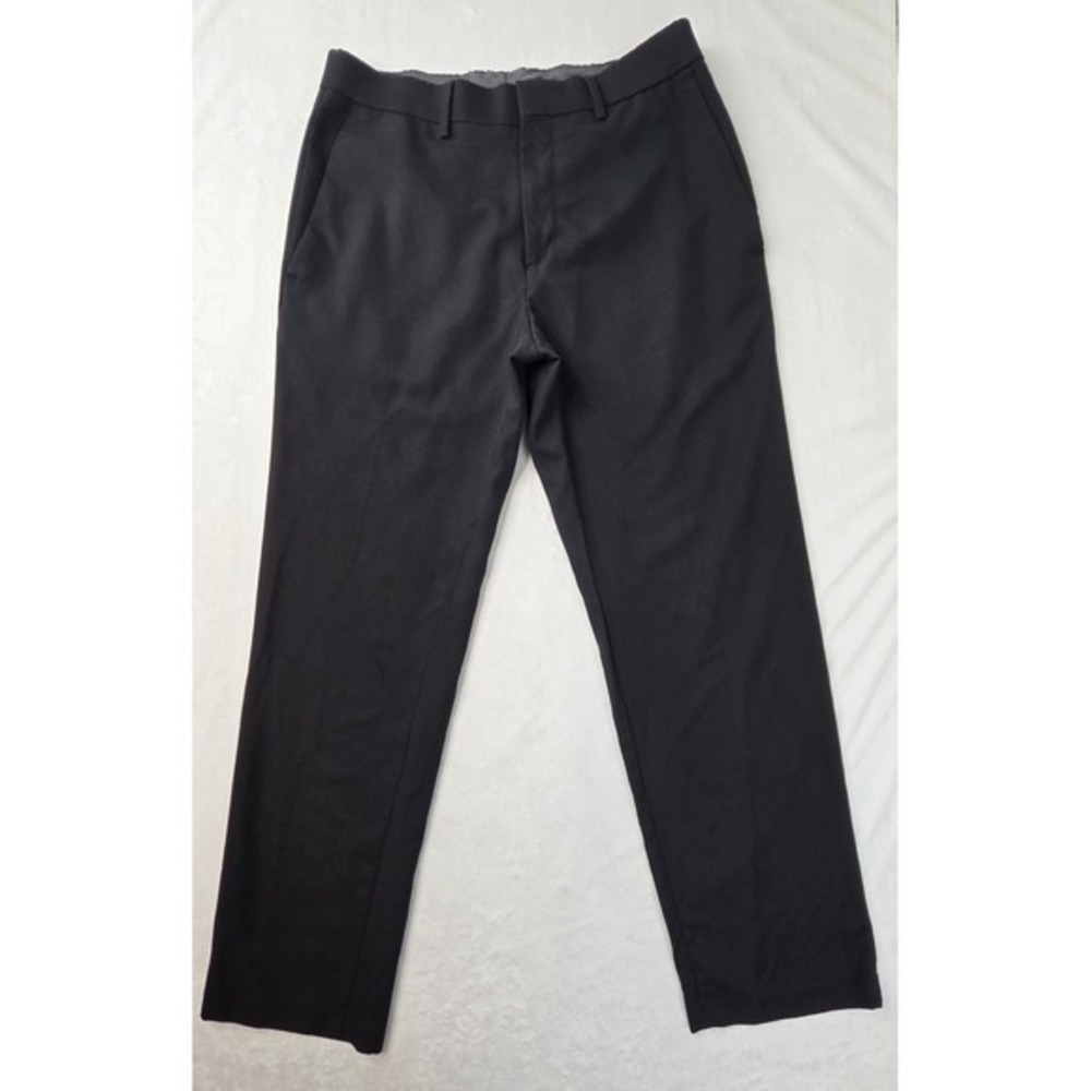 Kenneth Cole Reaction Dress Pants Men 32x29 Black Excellent Slim Fit Flat Front